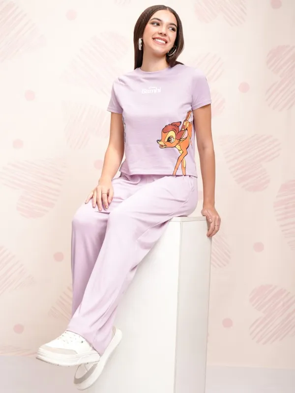 Tokyo Talkies Women Purple Solid Straight Fit Casual Trouser