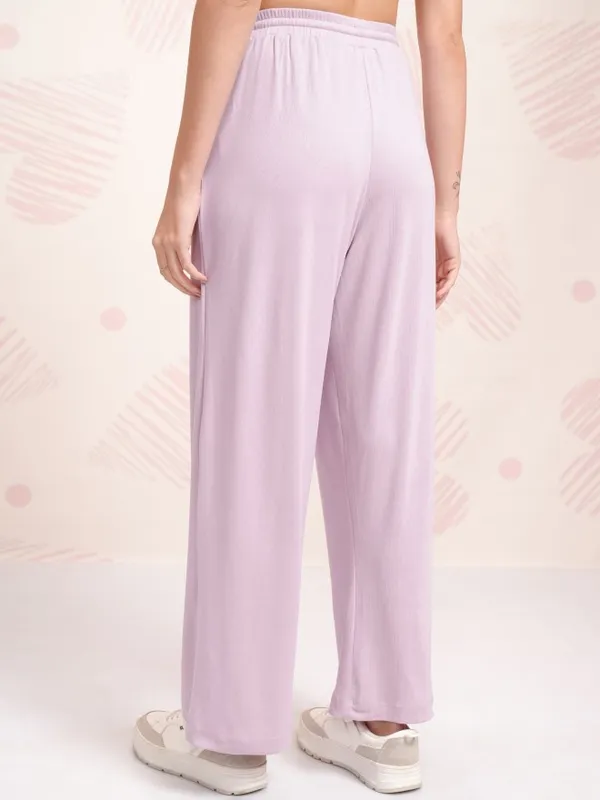 Tokyo Talkies Women Purple Solid Straight Fit Casual Trouser