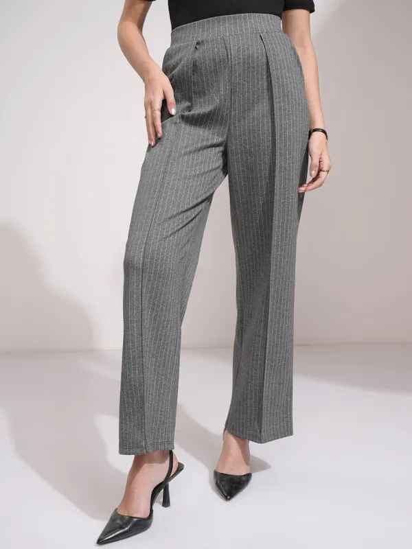 Striped Straight Fit Formal Trouser