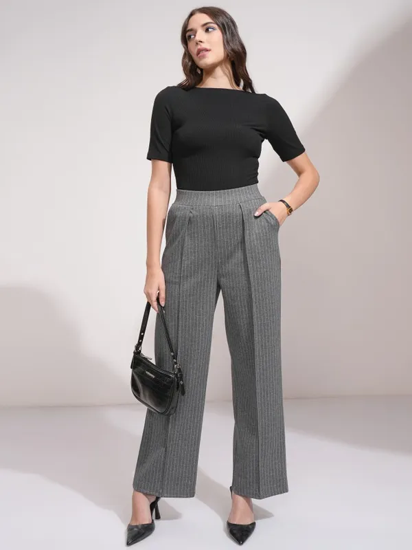 Striped Straight Fit Formal Trouser