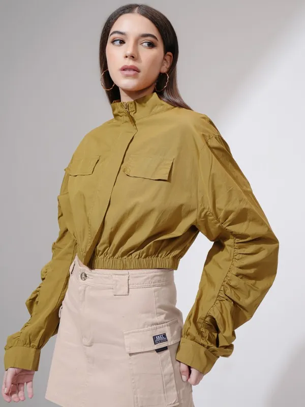 Tokyo Talkies Women Brown Solid Open Front Jacket