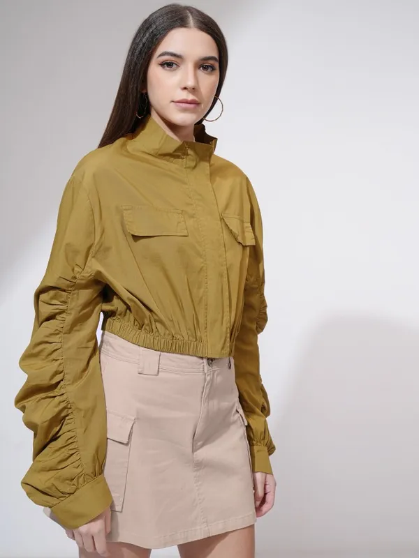 Tokyo Talkies Women Brown Solid Open Front Jacket