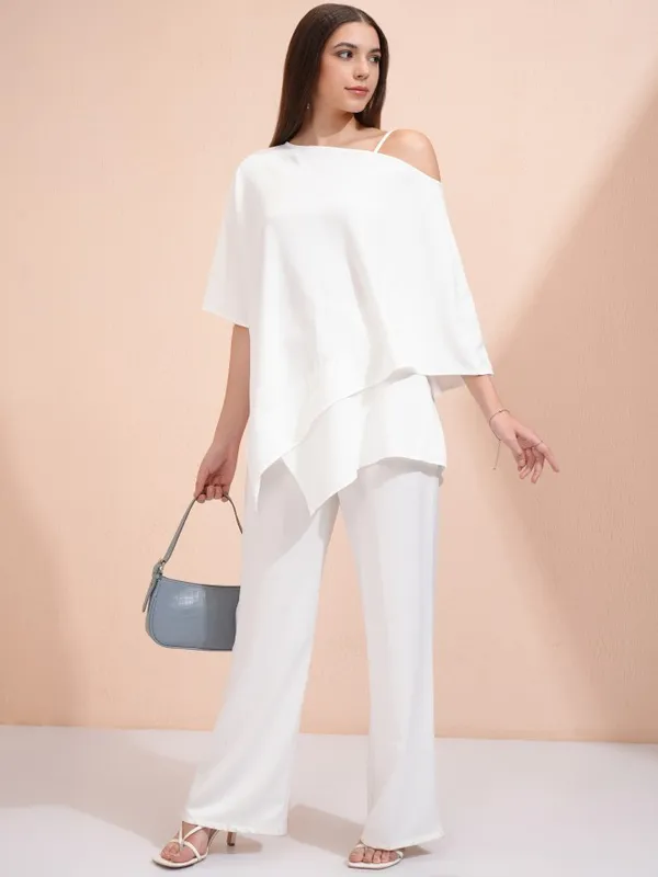 Tokyo Talkies Women White Solid Regular Top