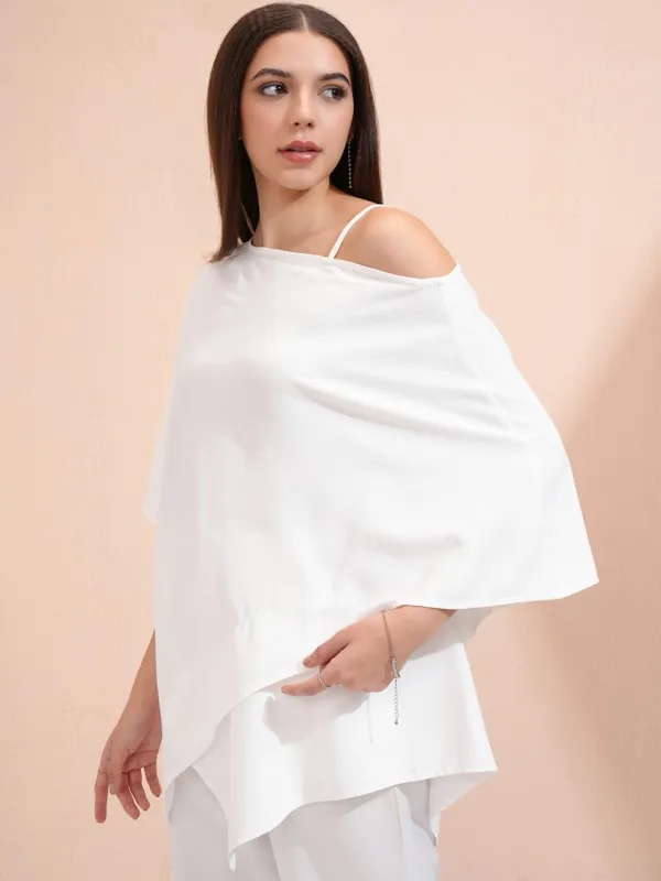 Tokyo Talkies Women White Solid Regular Top