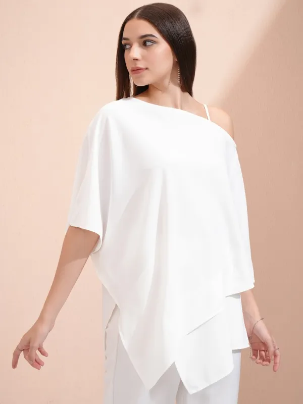Tokyo Talkies Women White Solid Regular Top