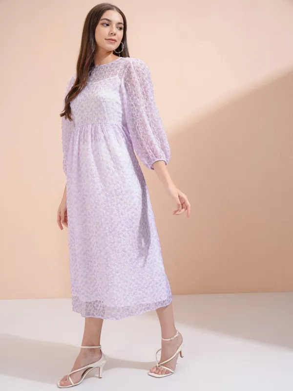 Tokyo Talkies Women Purple Embroidered Fit And Flare Dress