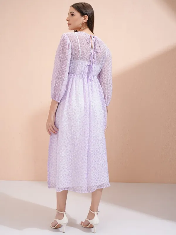 Tokyo Talkies Women Purple Embroidered Fit And Flare Dress