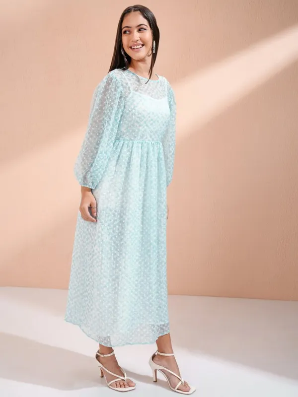 Embroidered Fit And Flare Dress