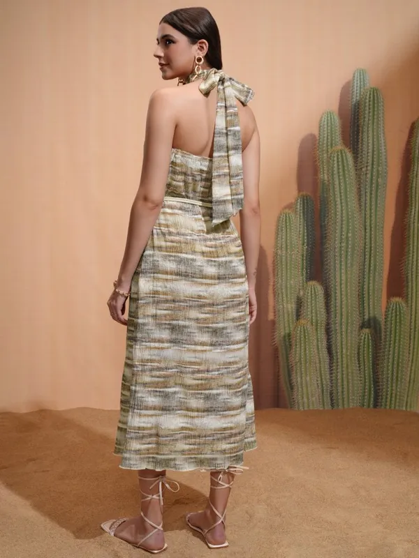 Tokyo Talkies Women Brown Printed A-Line Dress