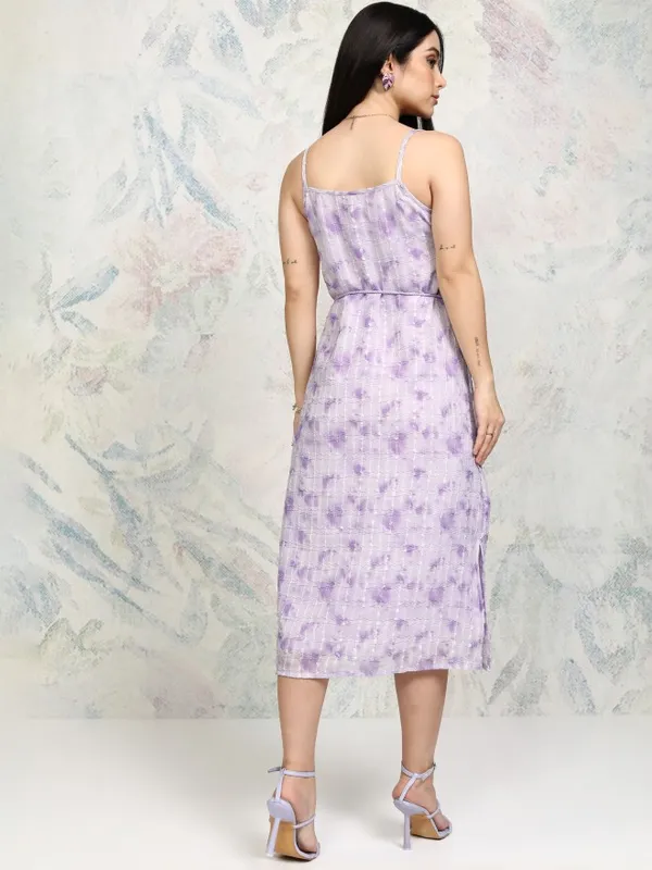 Tokyo Talkies Women Purple Embroidered A-Line Dress