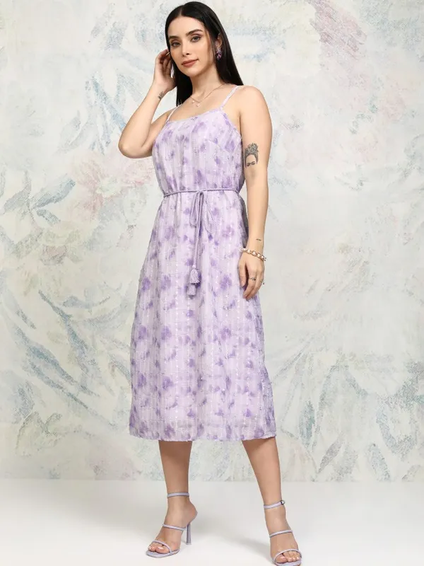 Tokyo Talkies Women Purple Embroidered A-Line Dress
