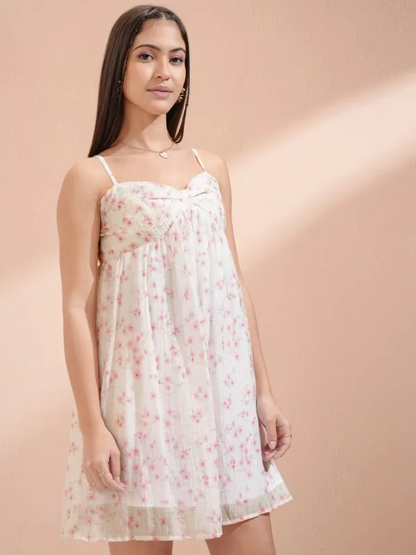 Tokyo Talkies Women Pink Printed Empire Dress