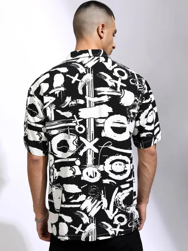 Ketch Men Black Printed Relaxed Fit Casual Shirt
