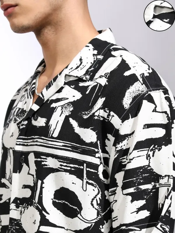 Ketch Men Black Printed Relaxed Fit Casual Shirt