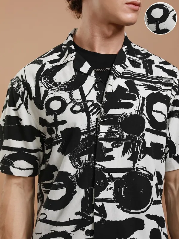 Ketch Men Black Printed Relaxed Fit Casual Shirt