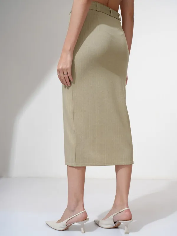 Tokyo Talkies Women Beige Midi Skirt