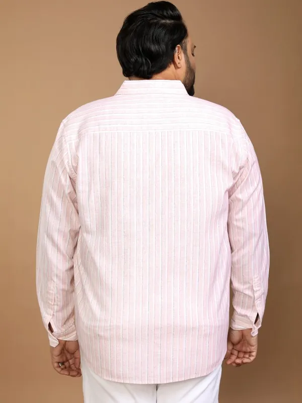 Xtra Ordinary By Highlander Men Pink Striped Regular Fit Casual Shirt