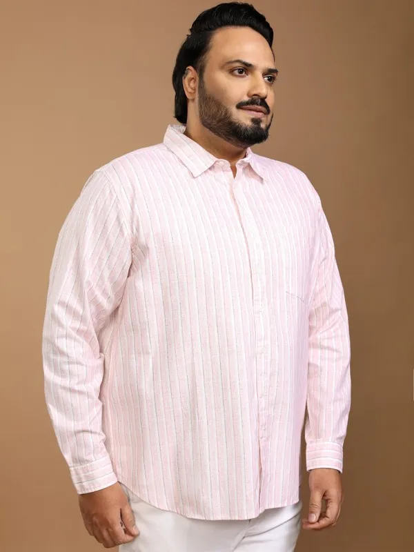 Xtra Ordinary By Highlander Men Pink Striped Regular Fit Casual Shirt