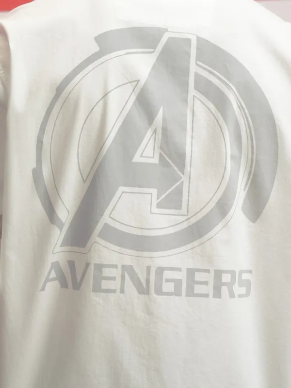 Marvel By Highlander Men White Avengers Printed Oversized Fit Casual Shirt