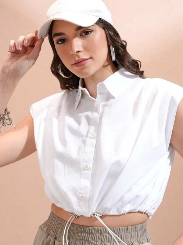 Solid Shirt Style Top