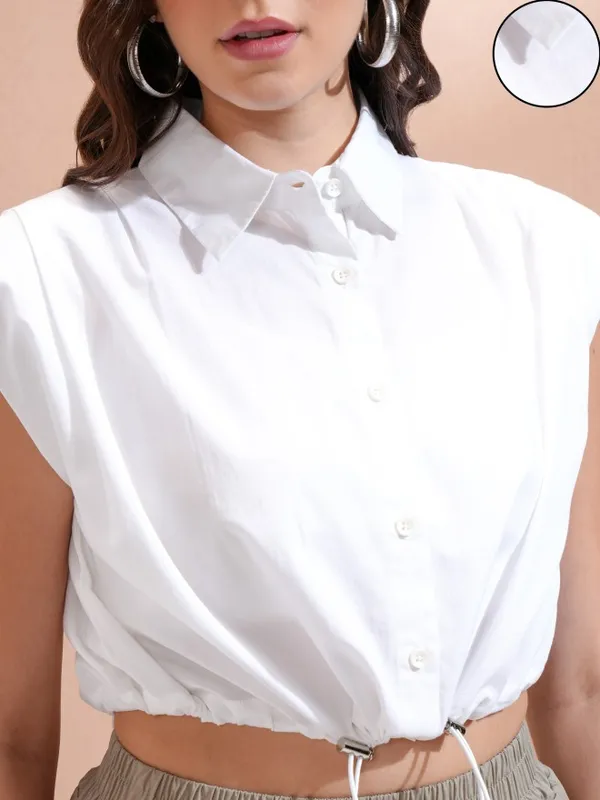 Solid Shirt Style Top