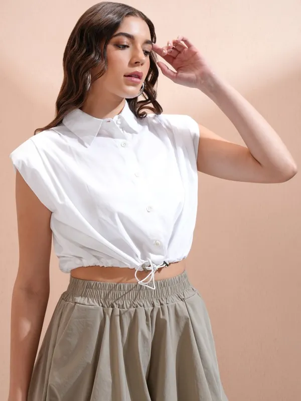Solid Shirt Style Top