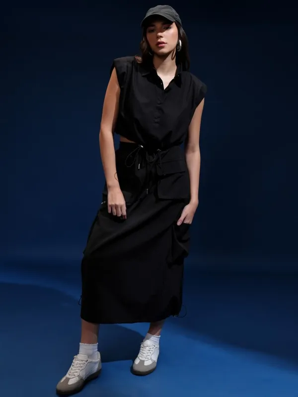 Tokyo Talkies Women Black Solid Shirt Style Top