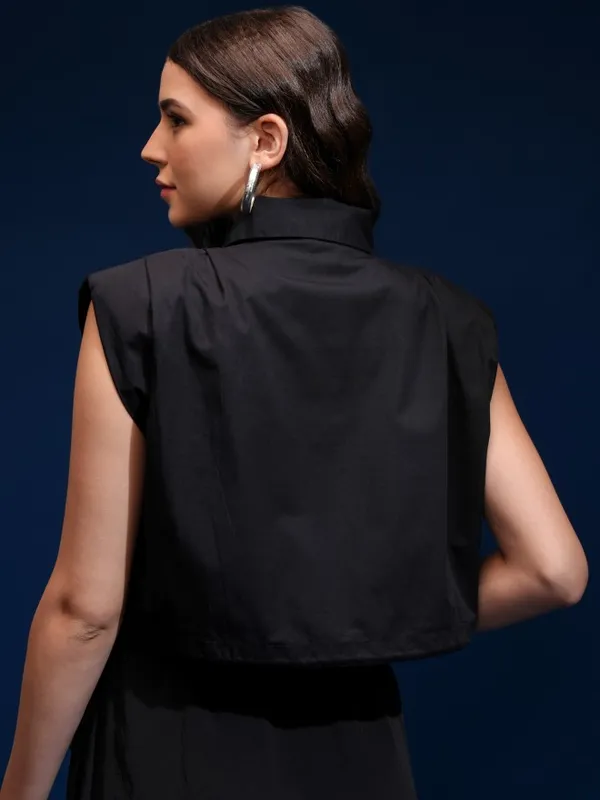 Tokyo Talkies Women Black Solid Shirt Style Top