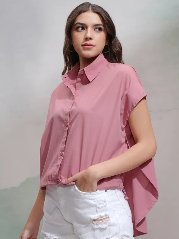 Tokyo Talkies Women Pink Solid Regular Fit Casual Shirt
