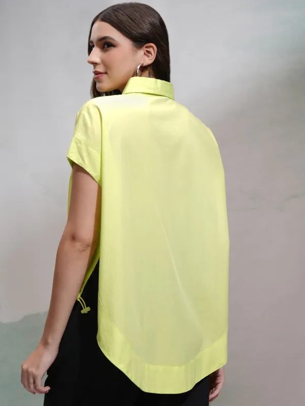 Tokyo Talkies Women Lime Green Solid Regular Fit Casual Shirt