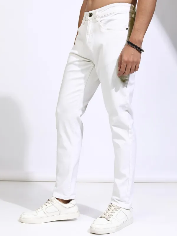 Highlander Men White Slim Fit Stretchable Jeans