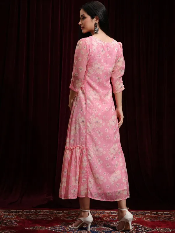 Vishudh Women Pink Printed A-Line Dress