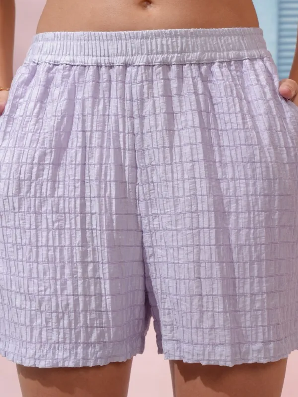 Tokyo Talkies Women Lavender Top With Shorts Co-Ords