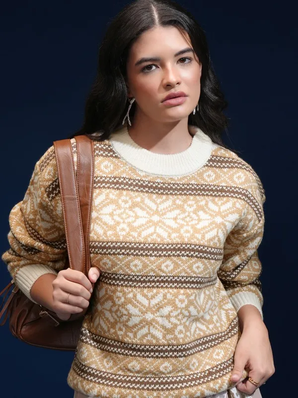 Women Self Design Sweater