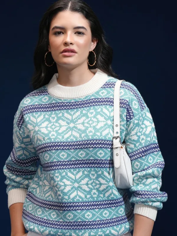 Women Self Design Sweater