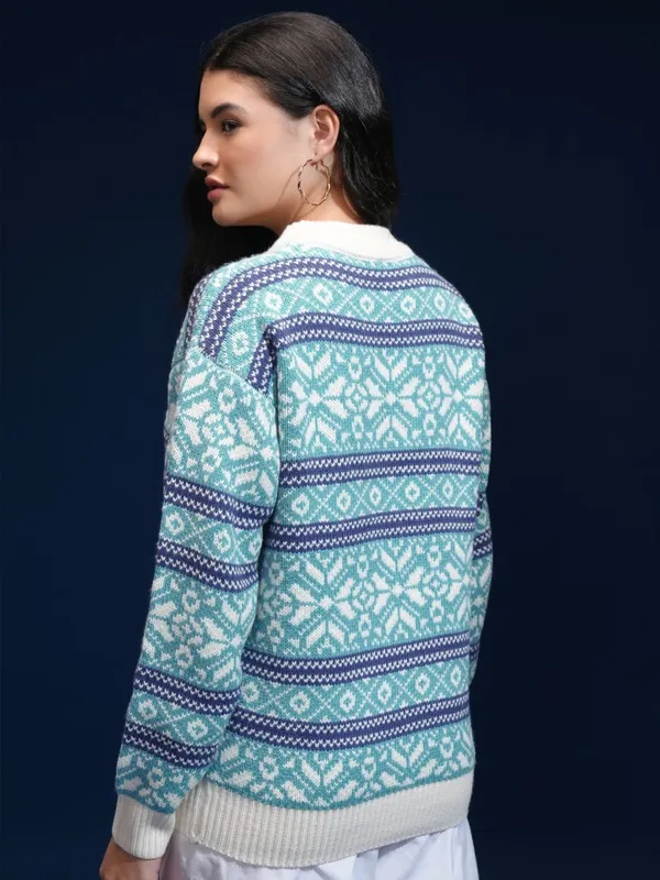 Women Self Design Sweater