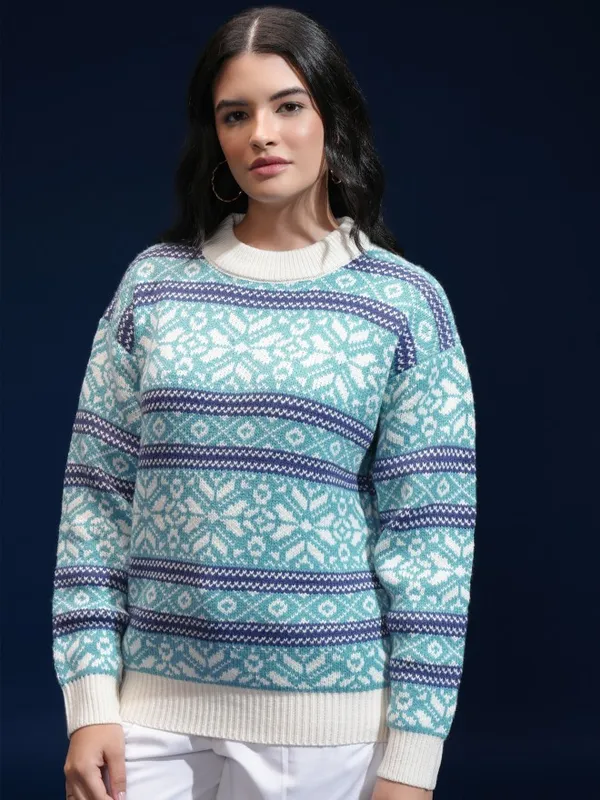 Women Self Design Sweater