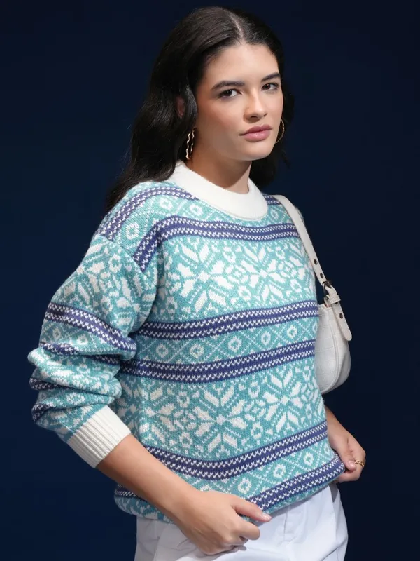 Women Self Design Sweater