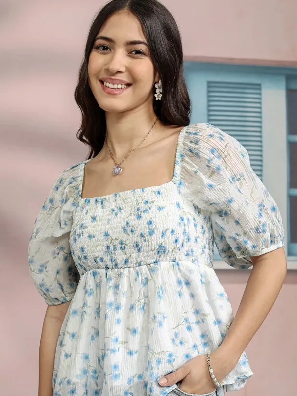 Printed Peplum Top