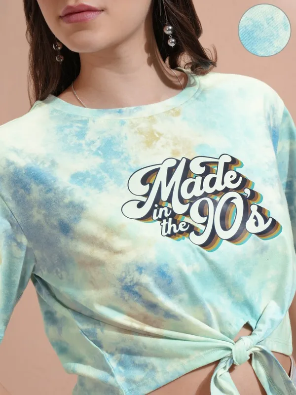 Tokyo Talkies Women Green Printed Regular Top