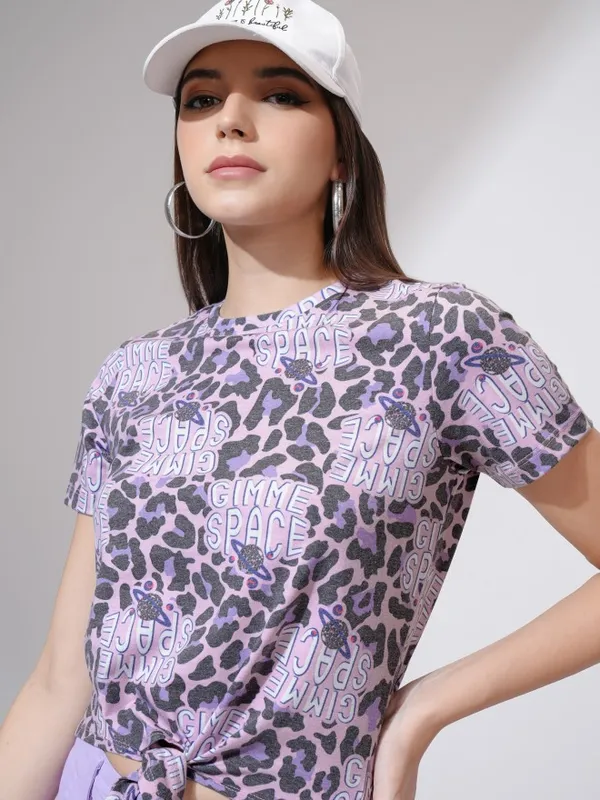 Tokyo Talkies Women Pink Printed Round Neck T-Shirt