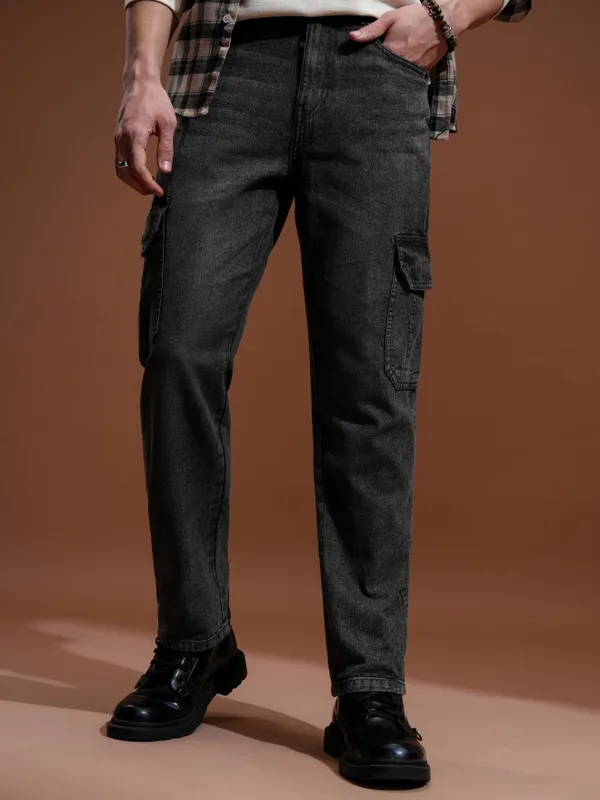 Highlander Men Grey Straight fit Cargo Jeans