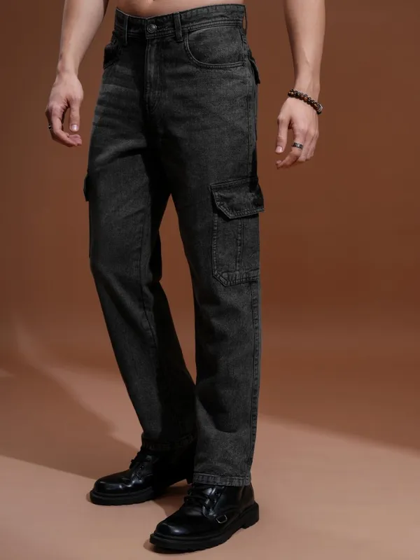 Highlander Men Grey Straight fit Cargo Jeans