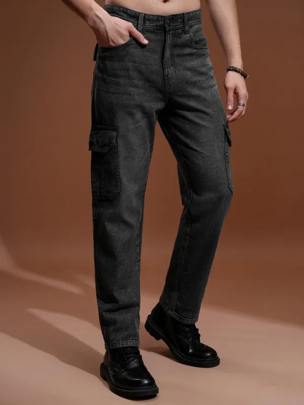 Highlander Men Grey Straight fit Cargo Jeans