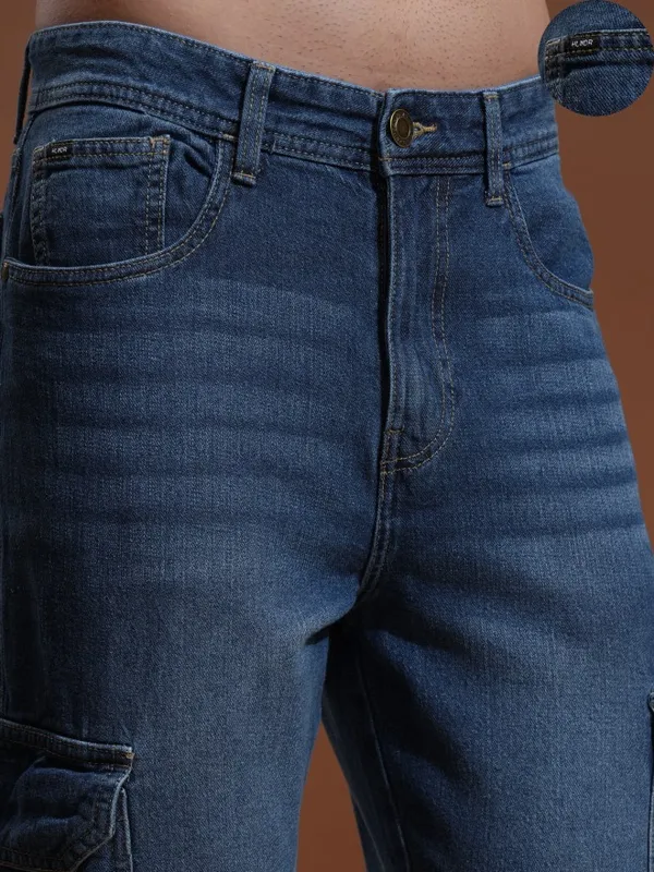 Highlander Men Blue Straight fit Cargo Jeans