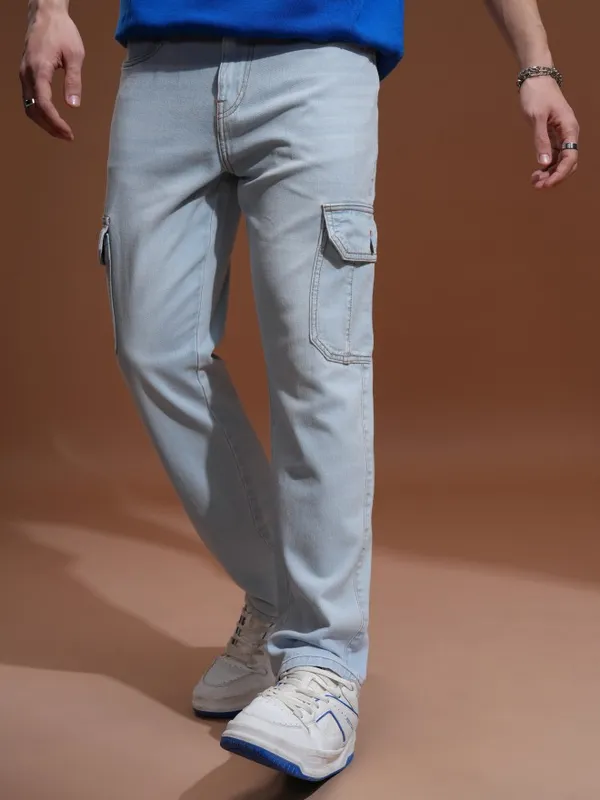 Men Straight Fit Cargo Jeans