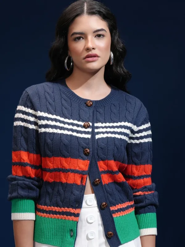 Women Self Design Sweater