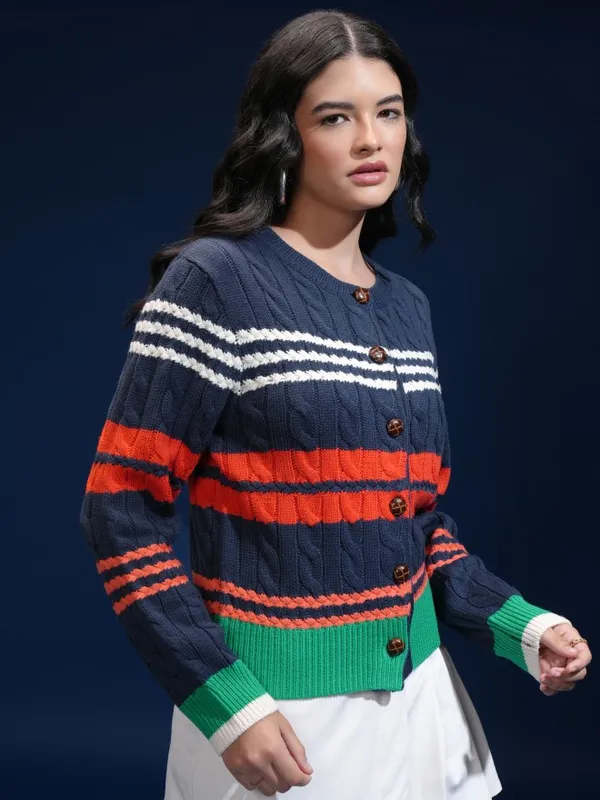 Women Self Design Sweater