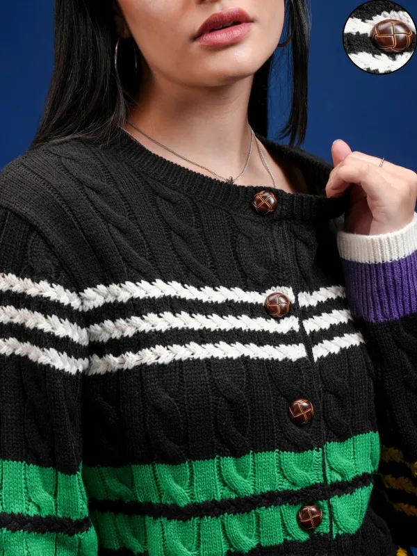 Women Self Design Sweater