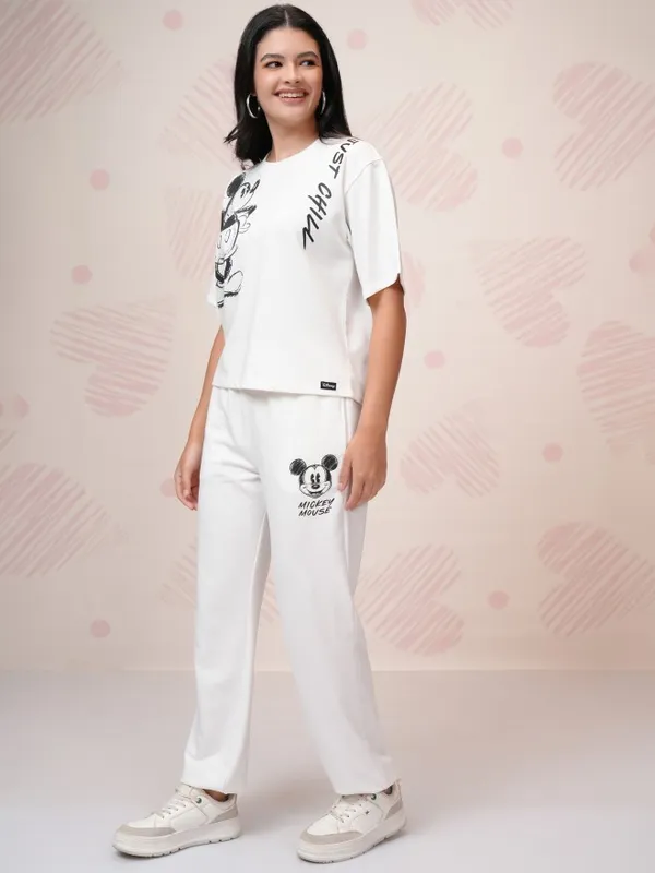 Mickey Mouse Women T-Shirt With Joggers Co-Ords